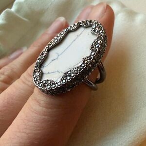 House of Harlow Silver and White Statement Ring